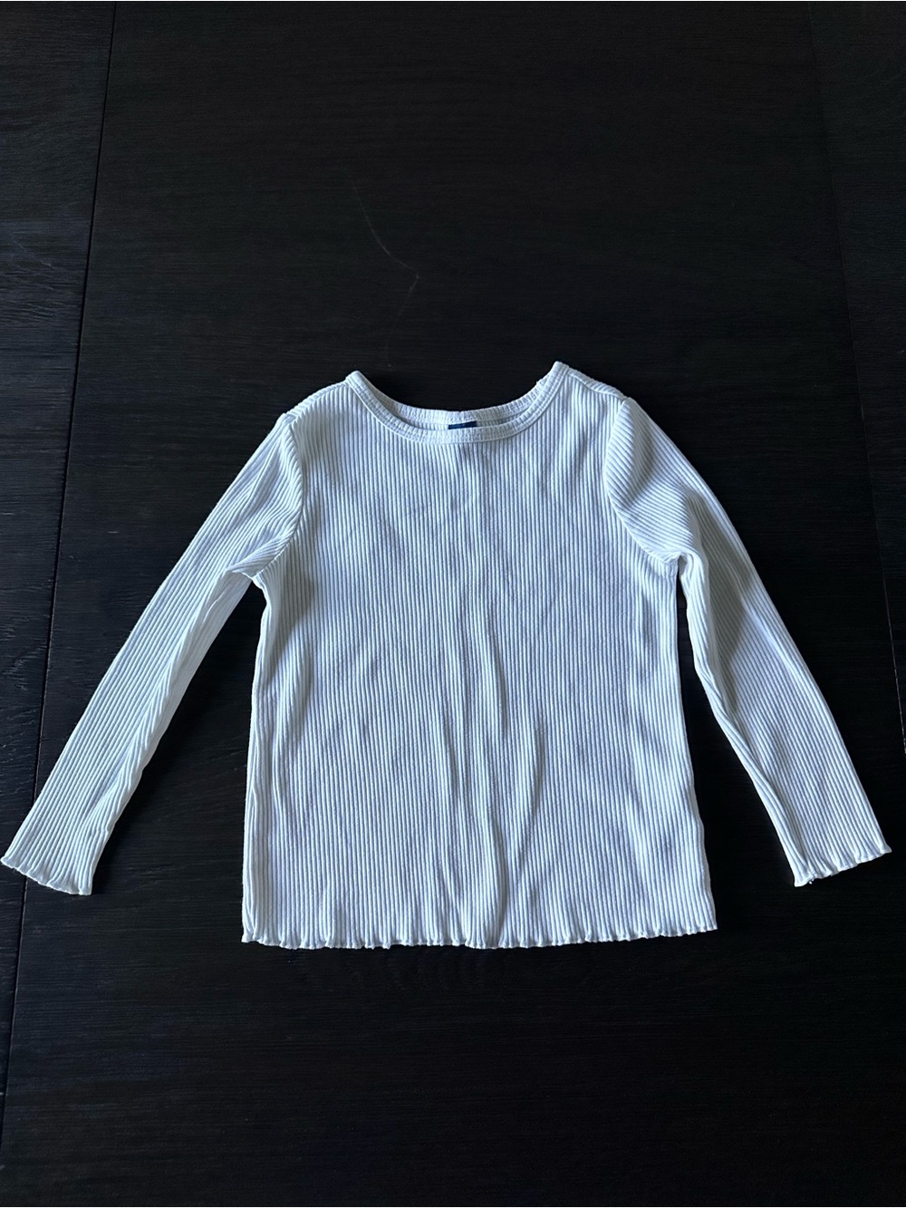 Old Navy White Ribbed Long-Sleeve Tee for Kids